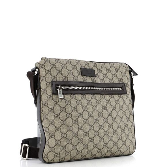 Gucci Front Zip Messenger GG Coated Canvas Medium Brown - Picture 2 of 8